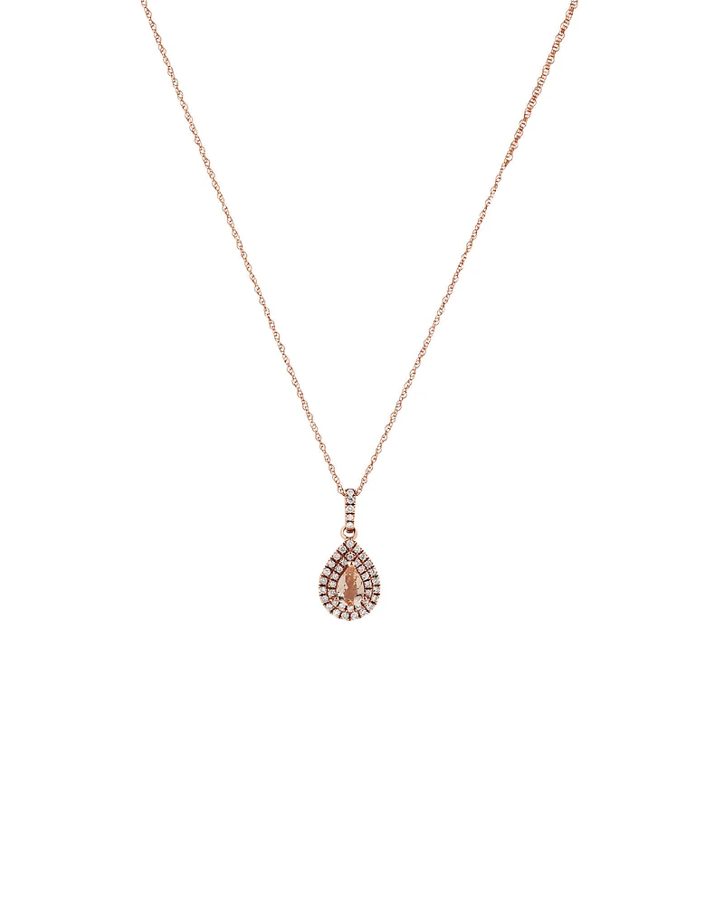 Sir Michael Hill Designer Pendant with Morganite & 0.20 Carat TW of Diamonds in 10kt Rose Gold