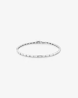 Rectangular Link Metal Tennis Bracelet in Sterling Silver