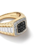 Men's Ring with 3/4 Carat TW of White & Enhanced Black Diamonds in 10kt Yellow & White Gold