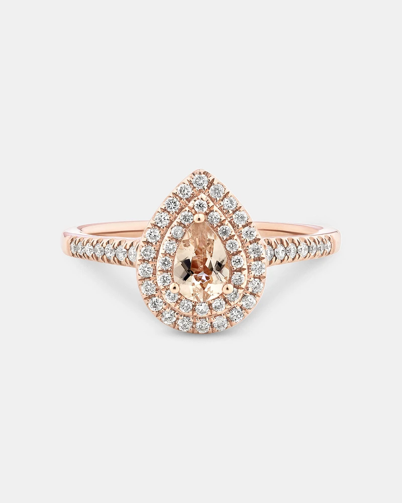 Sir Michael Hill Designer Fashion Ring with Morganite & 0.25 Carat TW of Diamonds in 10kt Rose Gold