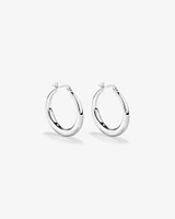 Graduated Domed Hoop Earrings in Sterling Silver