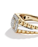 0.50 Carat TW Diamond Pave Two-Tone Men's Signet Ring in 10kt White and Yellow Gold