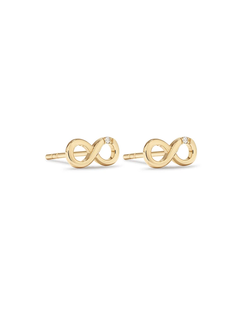 Boucles d'oreilles à tige infini ornées d'un diamant en or jaune 10kt