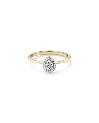 0.10 Carat TW Pear Cluster Diamond Promise Ring in 10kt Yellow and White Gold