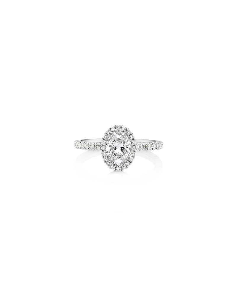 Sir Michael Hill Designer Halo Oval Engagement Ring with 1.35 Carat TW of Diamonds in 18kt White Gold