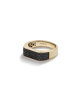 Bague en or jaune 10 K à diamants noirs totalisant 0,95 ct pour homme.