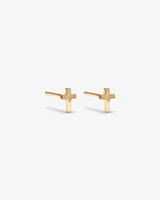 Cross Stud Earrings in 10kt Yellow Gold