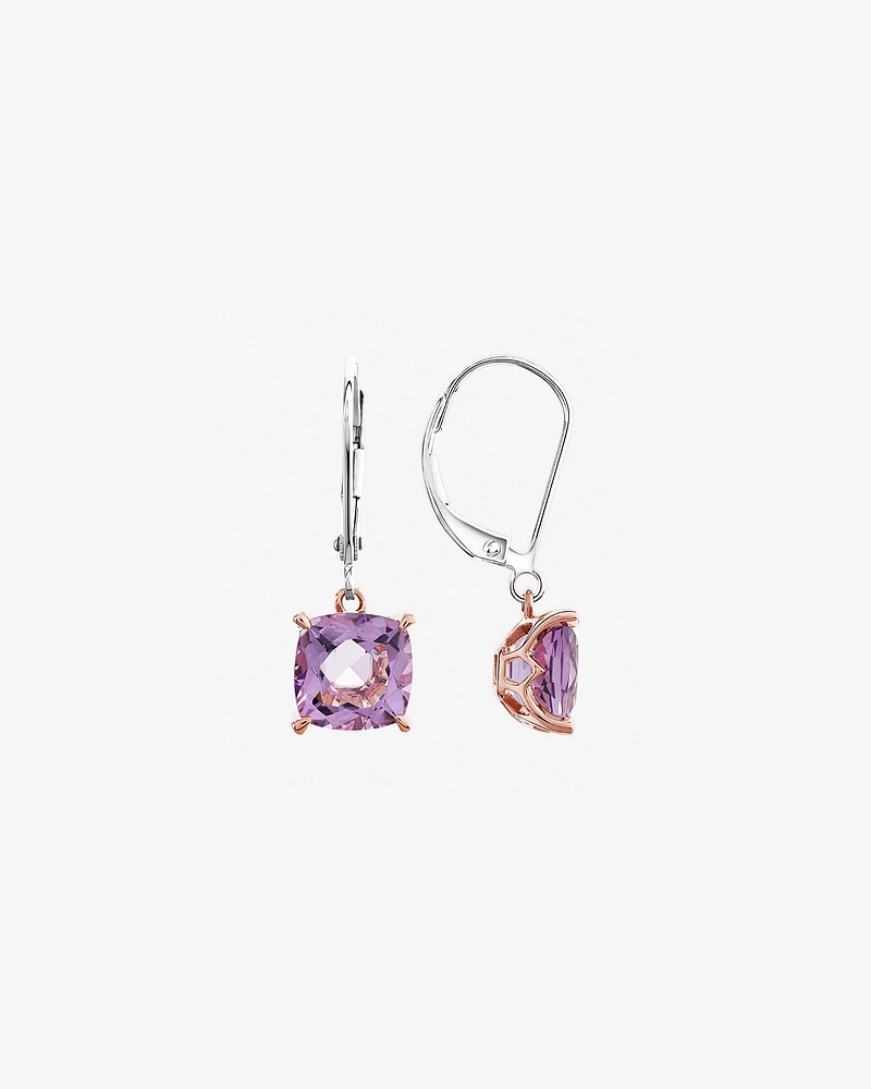 Earrings with Rose Amethyst in Sterling Silver & 10kt Rose Gold