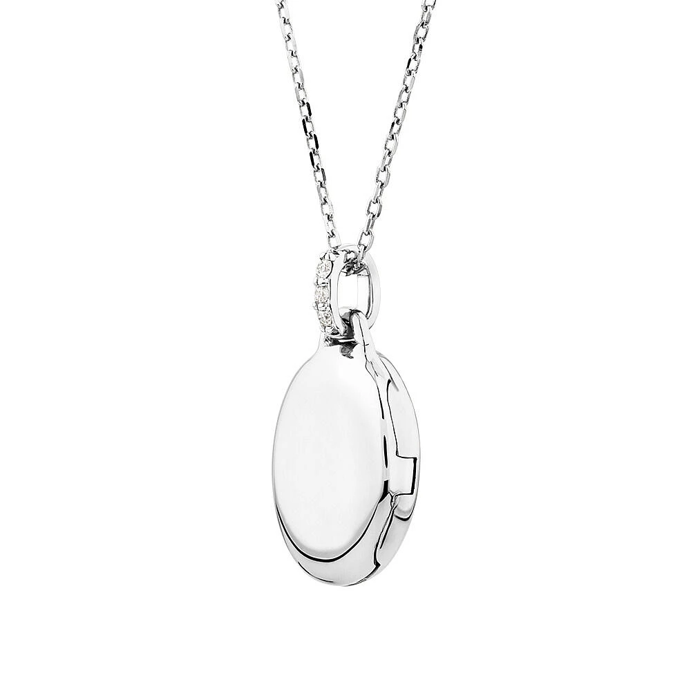 Diamond Accent Oval locket in Sterling Silver