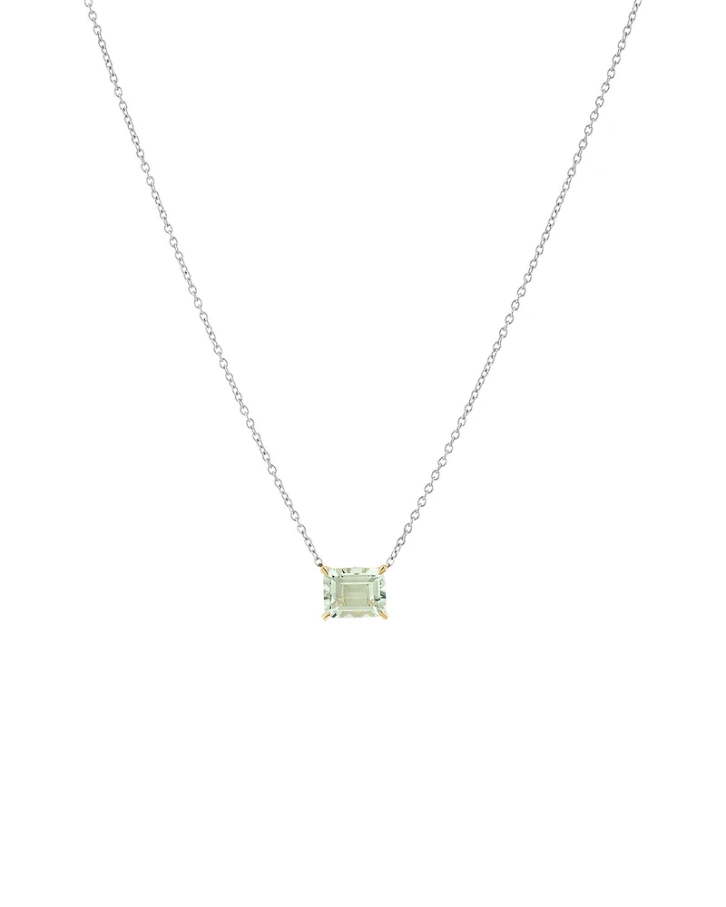 Necklace with Green Amethyst in Sterling Silver & 10kt Yellow Gold