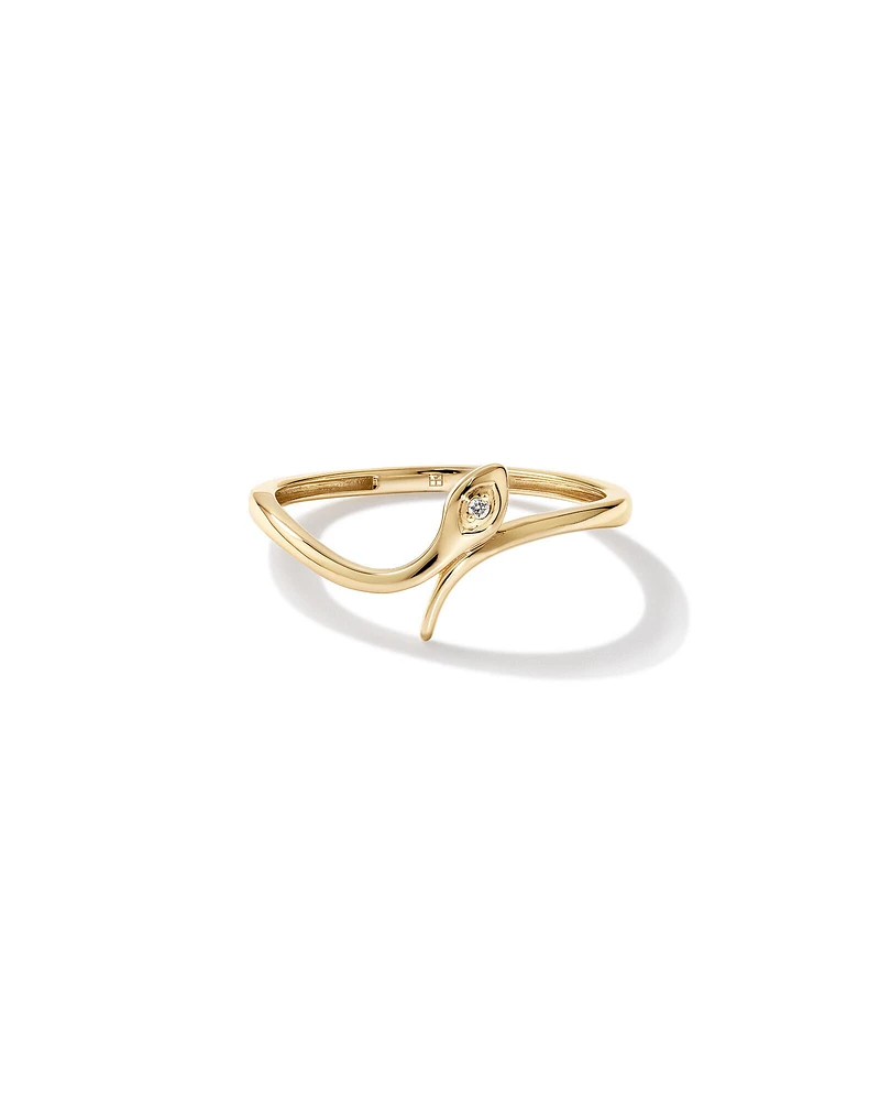 Lunar New Year Snake with Diamond Accent Ring 10kt Yellow Gold