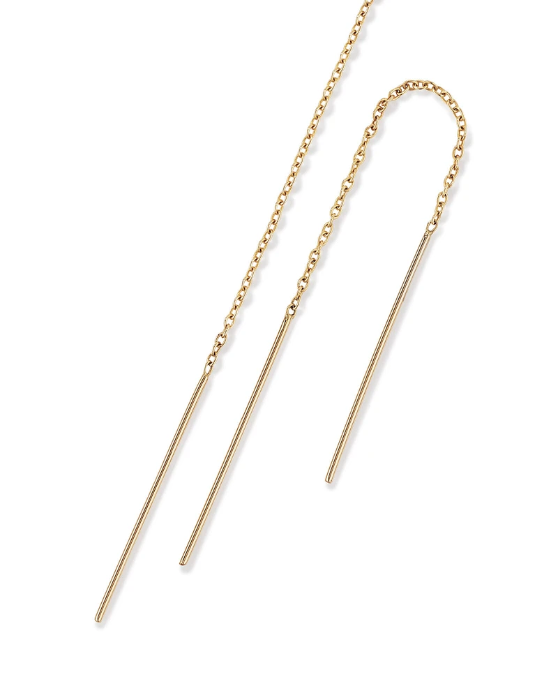 93mm Bar Threader Earrings in 10kt Yellow Gold