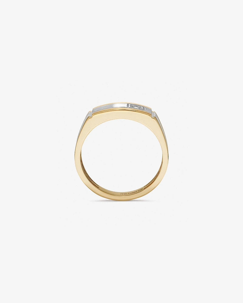 Men's Ring with a Diamond in 10kt Yellow Gold