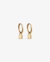 Signature Lock Hoop Huggie Earrings in 10kt Yellow Gold