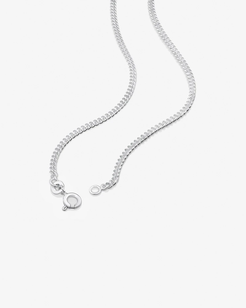 55cm (22") 1.5mm-2mm Width Curb Chain in Sterling Silver