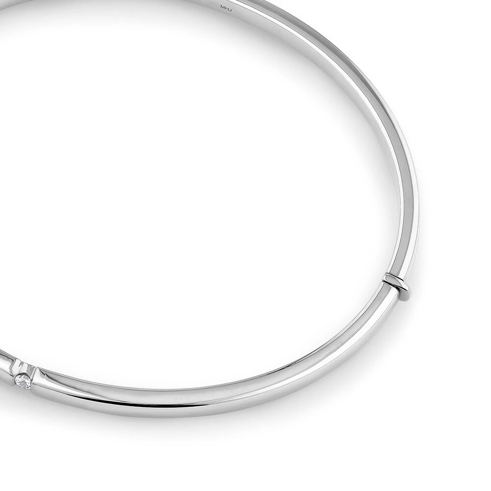 Diamond Accent Oval Bangle in 10kt White Gold