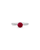 Solitaire Ruby Ring with 0.25 Carat TW of Diamonds in 10kt White Gold