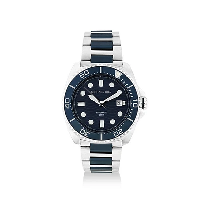 Men's Automatic Two-Tone Watch in Blue Tone Stainless Steel