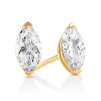 0.60 Carat TW Marquise Cut Solitaire Laboratory-Grown Diamond Stud Earrings in 10kt Yellow Gold