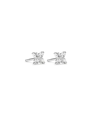 Floral Stud Earrings with Cubic Zirconia in Sterling Silver