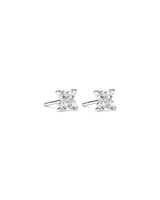 Floral Stud Earrings with Cubic Zirconia in Sterling Silver