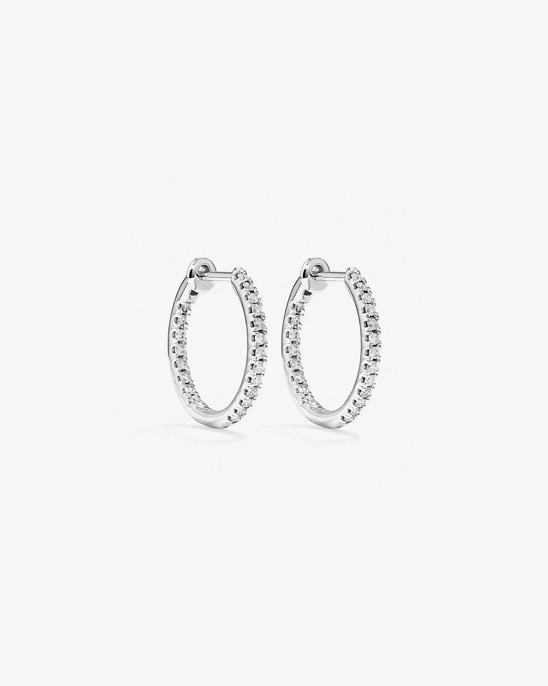 Hoop Earrings With 0.25 Carat TW Of Diamonds in 10kt White Gold