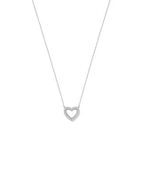 Cubic Zirconia Puff Love Heart Pendant Necklace in Sterling Silver