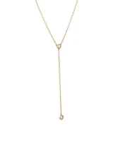 0.14 Carat TW Round Brilliant Diamond Bezel Set Lariat Necklace in 10kt Yellow Gold