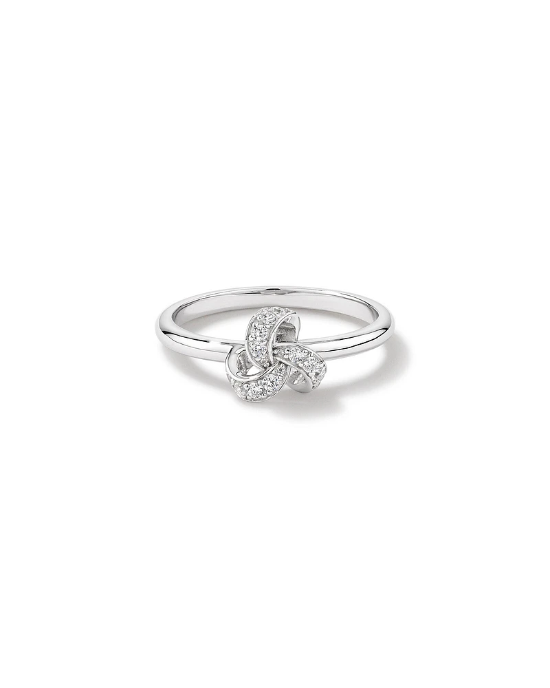 Cubic Zirconia Knot Split Band Ring in Sterling Silver