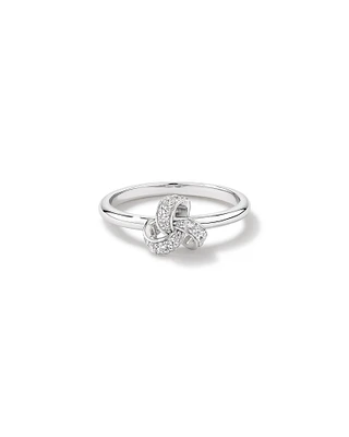 Cubic Zirconia Knot Split Band Ring in Sterling Silver