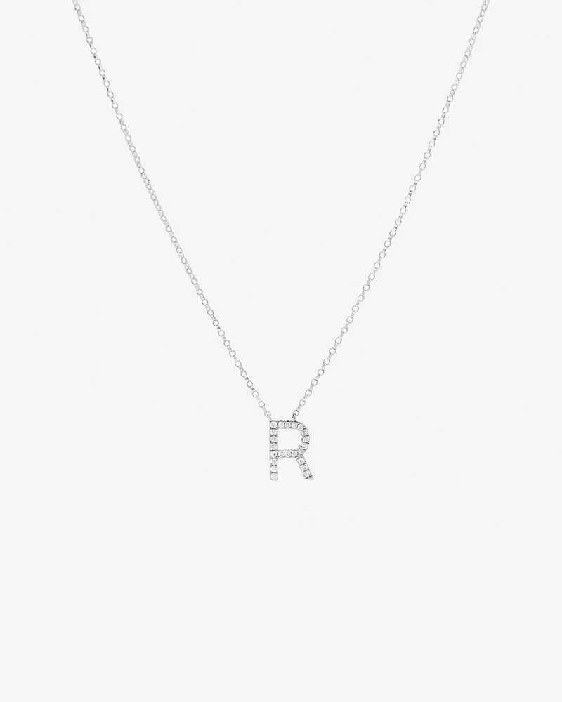 A' Initial necklace with 0.10 Carat TW of Diamonds in 10kt White Gold