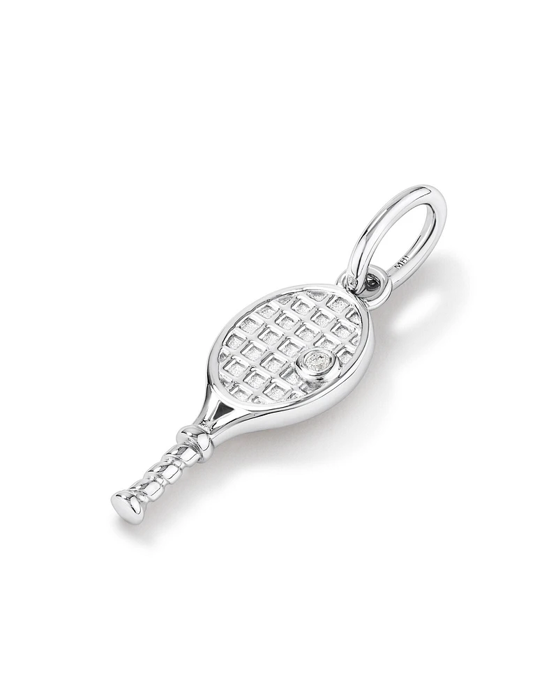 Diamond Accent Tennis Racquet Pendant in Sterling Silver