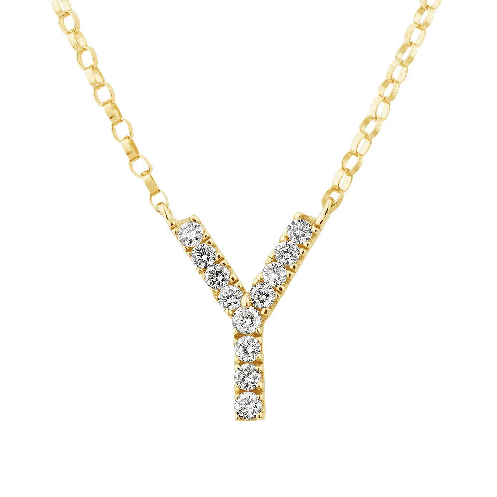 "K" Initial Necklace with 0.10 Carat TW of Diamonds in 10kt Yellow Gold