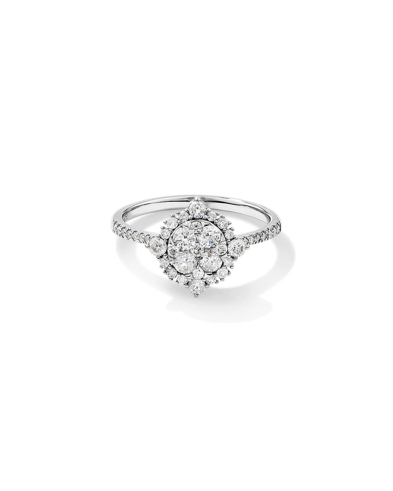 Halo Engagement Ring with .79TW of Diamonds in 14k White Gold