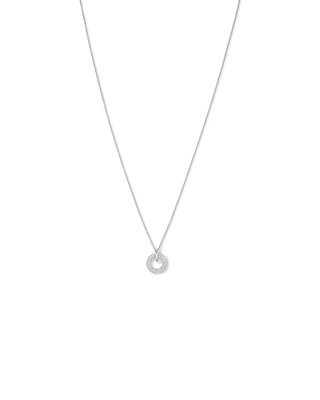 Collier pendentif cercle ouvert bombé pavé de zircon cubique en argent sterling