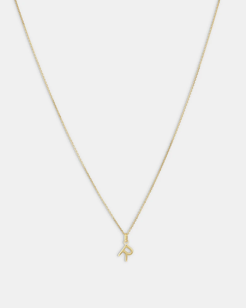"H" Initial Pendant with Chain in 10kt Yellow Gold