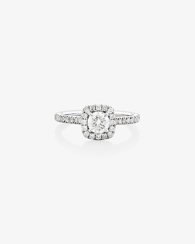 Bague de fiançailles en or blanc 14 K avec diamants totalisant 0,95 ct