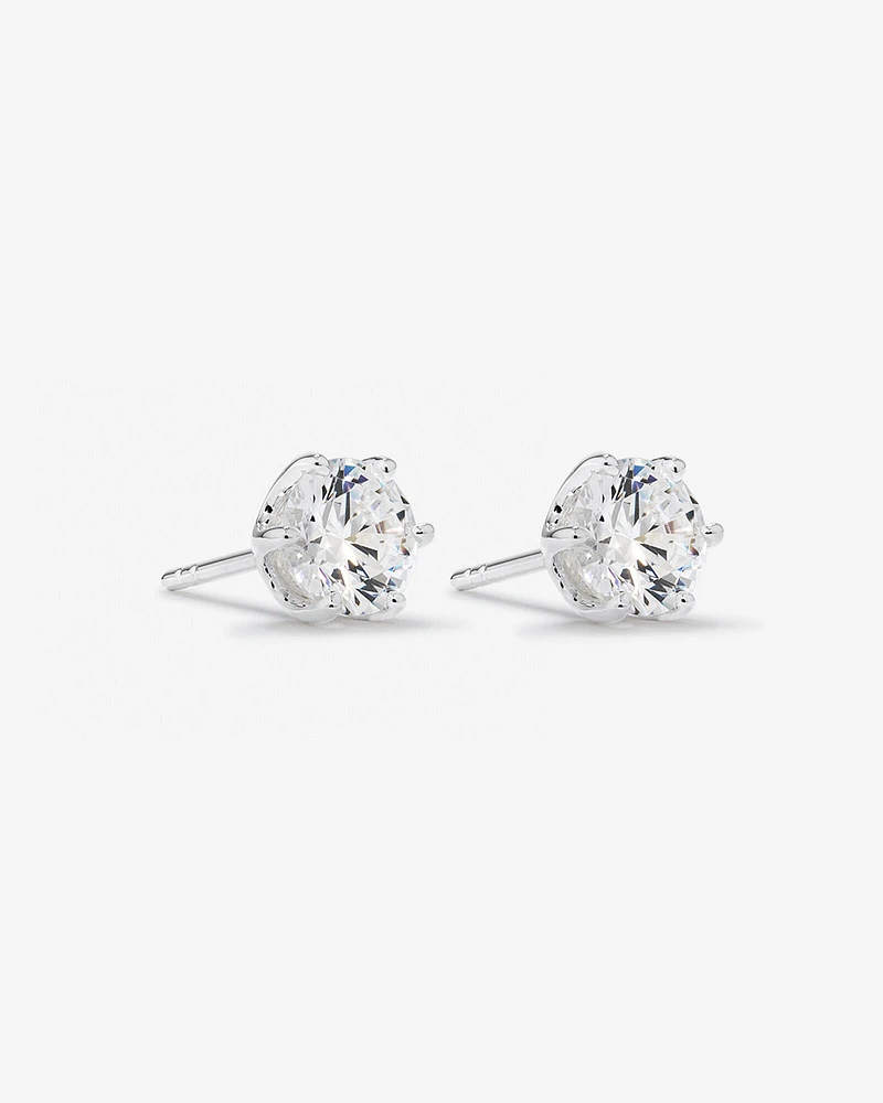 Stud Earrings with Cubic Zirconia in Sterling Silver