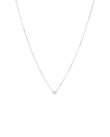 0.25 Carat TW Emerald Cut Diamond Solitaire Necklace in 18kt White Gold