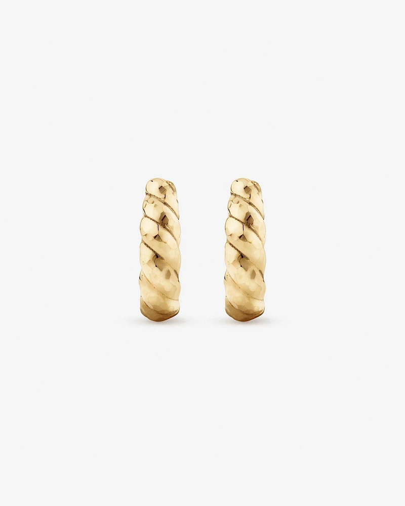 Diamond-Cut Dome Hoop Studs in 10kt Yellow Gold