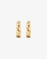 Diamond-Cut Dome Hoop Studs in 10kt Yellow Gold