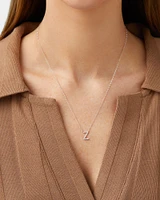 A' Initial necklace with 0.10 Carat TW of Diamonds in 10kt White Gold