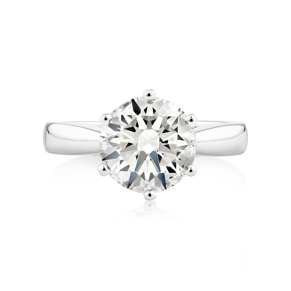 Certified Solitaire Engagement Ring with A 3 Carat TW Diamond in 14kt White Gold