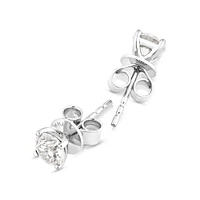 1,00 Carat TW Boucles d'oreilles puces solitaires en or blanc 18kt