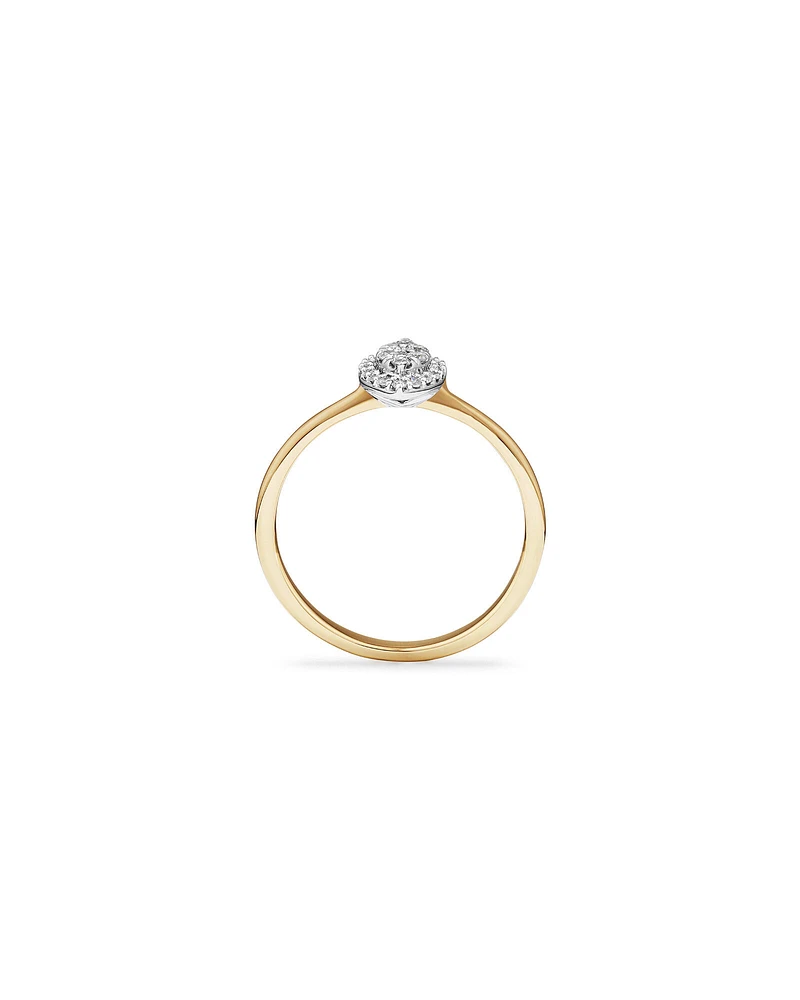 0.15 Carat TW Marquise Cluster Diamond Promise Ring in 10kt Yellow and White Gold