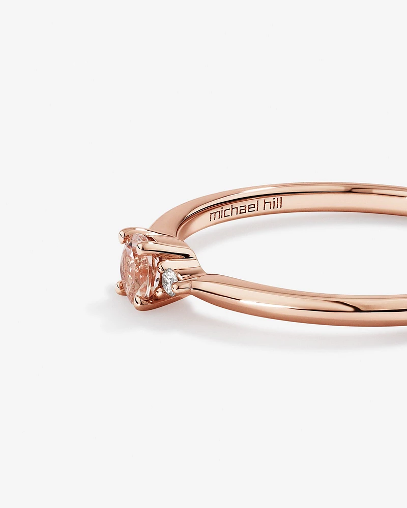 3 Stone Ring with Morganite & Diamonds in 10kt Rose Gold