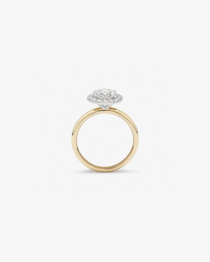 2.34 Carat TW Oval Cut Laboratory-Grown Diamond Halo Engagement Ring in 14kt Yellow and White Gold