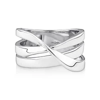 Sculpture Ribbon Crossover Ring Sterling Silver