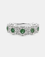 Bubble Ring with Emerald & 0.50 Carat TW of Diamonds in 14kt White Gold