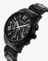 Montre chronographe en acier inoxydable noir pour homme